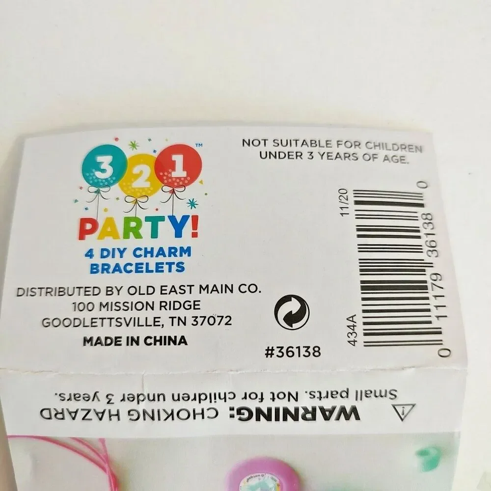 321 Party Favor 4 DIY Charm Bracelets Craft Kit Unicorn Rainbow Kids Girls Fun